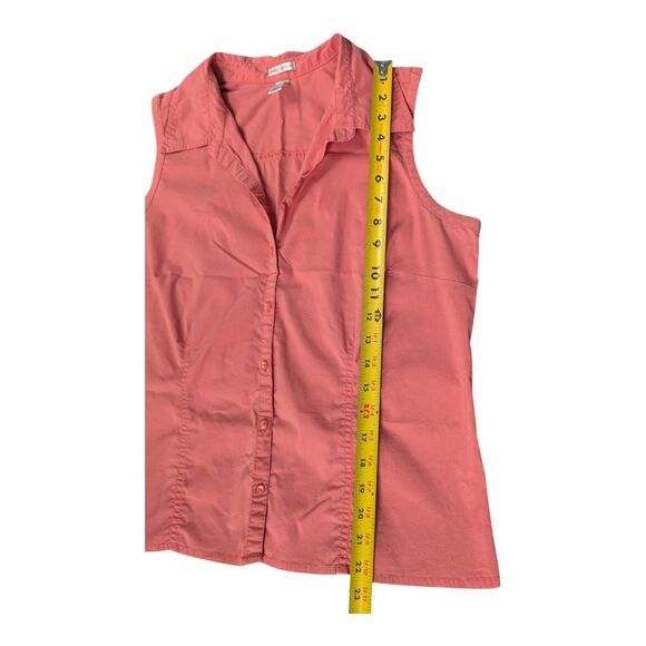 Vtg Y2K Old Navy Perfect Fit Stretch Sleeveless Button Up Blouse Coral Pink - Picture 4 of 6